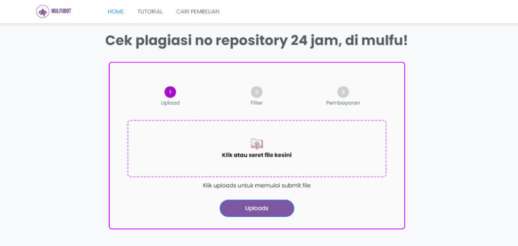 Tampilan awal dari situs Mulfu.co